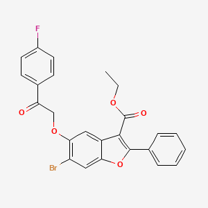 molecular formula C25H18BrFO5 B7729202 Ethyl 6-bromo-5-[2-(4-fluorophenyl)-2-oxoethoxy]-2-phenyl-1-benzofuran-3-carboxylate 