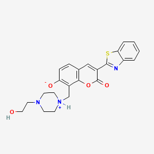 3-(1,3-benzothiazol-2-yl)-8-{[4-(2-hydroxyethyl)piperazin-1-ium-1-yl]methyl}-2-oxo-2H-chromen-7-olate
