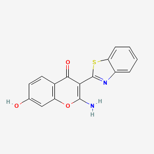 molecular formula C16H10N2O3S B7729218 2-氨基-3-(1,3-苯并噻唑-2-基)-7-羟基-4H-色烯-4-酮 