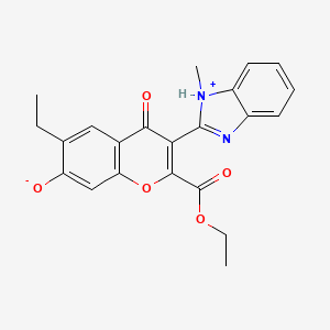 molecular formula C22H20N2O5 B7729219 2-(ethoxycarbonyl)-6-ethyl-3-(1-methyl-1H-benzimidazol-1-ium-2-yl)-4-oxo-4H-chromen-7-olate 