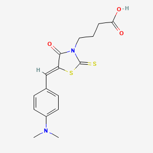 molecular formula C16H18N2O3S2 B7729256 4-((5Z)-5-[4-(Dimethylamino)benzylidene]-4-oxo-2-thioxo-1,3-thiazolidin-3-yl)butanoic acid 