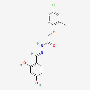 2-(4-chloro-2-methylphenoxy)-N'-[(E)-(2-hydroxy-4-oxocyclohexa-2,5-dien-1-ylidene)methyl]acetohydrazide