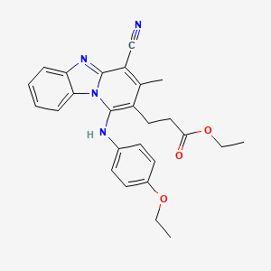 molecular formula C26H26N4O3 B7729388 Ethyl 3-{4-cyano-1-[(4-ethoxyphenyl)amino]-3-methylpyrido[1,2-a]benzimidazol-2-yl}propanoate 