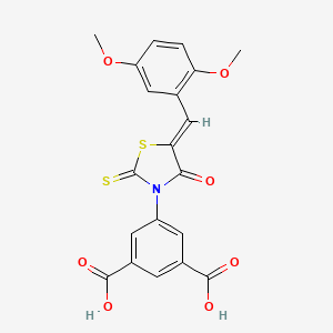 molecular formula C20H15NO7S2 B7729402 5-[(5Z)-5-[(2,5-dimethoxyphenyl)methylidene]-4-oxo-2-sulfanylidene-1,3-thiazolidin-3-yl]benzene-1,3-dicarboxylic acid 