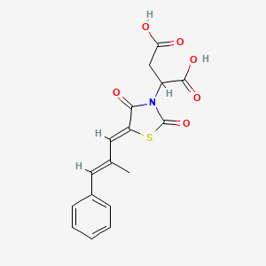 molecular formula C17H15NO6S B7729423 2-((Z)-5-((E)-2-methyl-3-phenylallylidene)-2,4-dioxothiazolidin-3-yl)succinic acid 