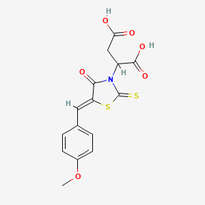 molecular formula C15H13NO6S2 B7729430 2-[5-(4-Methoxy-benzylidene)-4-oxo-2-thioxo-thiazolidin-3-yl]-succinic acid 