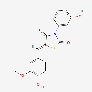 molecular formula C17H13NO5S B7729445 (5Z)-5-[(4-hydroxy-3-methoxyphenyl)methylidene]-3-(3-hydroxyphenyl)-1,3-thiazolidine-2,4-dione 