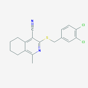 molecular formula C18H16Cl2N2S B7729557 3-[(3,4-Dichlorobenzyl)sulfanyl]-1-methyl-5,6,7,8-tetrahydroisoquinoline-4-carbonitrile 