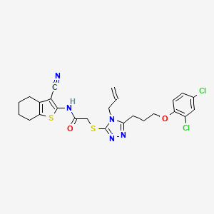 molecular formula C25H25Cl2N5O2S2 B7729585 2-((4-allyl-5-(3-(2,4-dichlorophenoxy)propyl)-4H-1,2,4-triazol-3-yl)thio)-N-(3-cyano-4,5,6,7-tetrahydrobenzo[b]thiophen-2-yl)acetamide 
