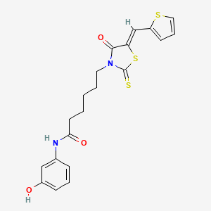 N-(3-hydroxyphenyl)-6-[(5Z)-4-oxo-2-sulfanylidene-5-(thiophen-2-ylmethylidene)-1,3-thiazolidin-3-yl]hexanamide