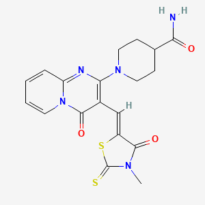 molecular formula C19H19N5O3S2 B7729672 1-{3-[(Z)-(3-methyl-4-oxo-2-thioxo-1,3-thiazolidin-5-ylidene)methyl]-4-oxo-4H-pyrido[1,2-a]pyrimidin-2-yl}piperidine-4-carboxamide 
