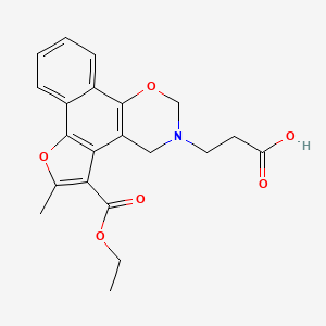 molecular formula C21H21NO6 B7729720 3-[5-(ethoxycarbonyl)-6-methyl-2H-furo[3',2':3,4]naphtho[2,1-e][1,3]oxazin-3(4H)-yl]propanoic acid 
