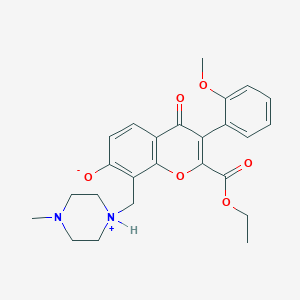 molecular formula C25H28N2O6 B7729740 2-(ethoxycarbonyl)-3-(2-methoxyphenyl)-8-[(4-methylpiperazin-1-ium-1-yl)methyl]-4-oxo-4H-chromen-7-olate 
