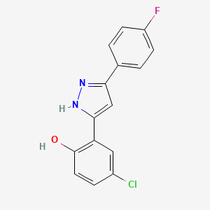 molecular formula C15H10ClFN2O B7729764 4-chloro-2-(5-(4-fluorophenyl)-1H-pyrazol-3-yl)phenol 