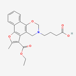 molecular formula C22H23NO6 B7729786 4-[5-(ethoxycarbonyl)-6-methyl-2H-furo[3',2':3,4]naphtho[2,1-e][1,3]oxazin-3(4H)-yl]butanoic acid 