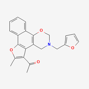 molecular formula C22H19NO4 B7729790 1-[3-(2-furylmethyl)-6-methyl-3,4-dihydro-2H-furo[3',2':3,4]naphtho[2,1-e][1,3]oxazin-5-yl]ethanone 