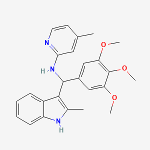 molecular formula C25H27N3O3 B7729797 4-methyl-N-[(2-methyl-1H-indol-3-yl)(3,4,5-trimethoxyphenyl)methyl]pyridin-2-amine 