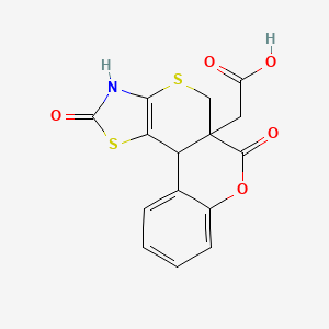 molecular formula C15H11NO5S2 B7729829 2-(9,15-Dioxo-8-oxa-12,16-dithia-14-azatetracyclo[8.7.0.02,7.013,17]heptadeca-2,4,6,13(17)-tetraen-10-yl)acetic acid 