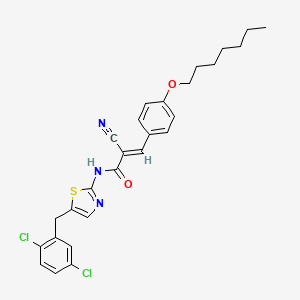 molecular formula C27H27Cl2N3O2S B7729833 (E)-2-cyano-N-[5-[(2,5-dichlorophenyl)methyl]-1,3-thiazol-2-yl]-3-(4-heptoxyphenyl)prop-2-enamide 