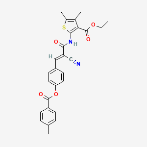 ethyl 2-{[(2E)-2-cyano-3-(4-{[(4-methylphenyl)carbonyl]oxy}phenyl)prop-2-enoyl]amino}-4,5-dimethylthiophene-3-carboxylate