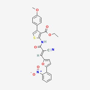 ethyl 2-[[(E)-2-cyano-3-[5-(2-nitrophenyl)furan-2-yl]prop-2-enoyl]amino]-4-(4-methoxyphenyl)thiophene-3-carboxylate