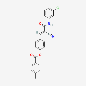 molecular formula C24H17ClN2O3 B7729965 4-{(1E)-3-[(3-chlorophenyl)amino]-2-cyano-3-oxoprop-1-en-1-yl}phenyl 4-methylbenzoate 
