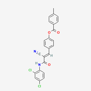 molecular formula C24H16Cl2N2O3 B7729972 4-{(1E)-2-cyano-3-[(2,4-dichlorophenyl)amino]-3-oxoprop-1-en-1-yl}phenyl 4-methylbenzoate 