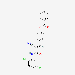 molecular formula C24H16Cl2N2O3 B7729973 4-{(1E)-2-cyano-3-[(2,5-dichlorophenyl)amino]-3-oxoprop-1-en-1-yl}phenyl 4-methylbenzoate 