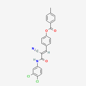 molecular formula C24H16Cl2N2O3 B7729978 4-{(1E)-2-cyano-3-[(3,4-dichlorophenyl)amino]-3-oxoprop-1-en-1-yl}phenyl 4-methylbenzoate 
