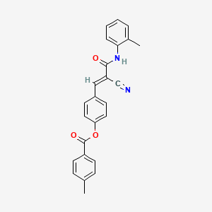 molecular formula C25H20N2O3 B7729985 4-{(1E)-2-cyano-3-[(2-methylphenyl)amino]-3-oxoprop-1-en-1-yl}phenyl 4-methylbenzoate 