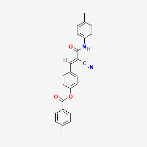 molecular formula C25H20N2O3 B7729988 4-{(1E)-2-cyano-3-[(4-methylphenyl)amino]-3-oxoprop-1-en-1-yl}phenyl 4-methylbenzoate 