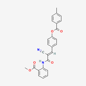 molecular formula C26H20N2O5 B7729989 methyl 2-{[(2E)-2-cyano-3-(4-{[(4-methylphenyl)carbonyl]oxy}phenyl)prop-2-enoyl]amino}benzoate 