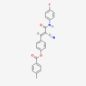 molecular formula C24H17FN2O3 B7730002 4-{(1E)-2-cyano-3-[(4-fluorophenyl)amino]-3-oxoprop-1-en-1-yl}phenyl 4-methylbenzoate 