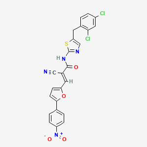 molecular formula C24H14Cl2N4O4S B7730033 (2E)-2-cyano-N-[5-(2,4-dichlorobenzyl)-1,3-thiazol-2-yl]-3-[5-(4-nitrophenyl)furan-2-yl]prop-2-enamide 