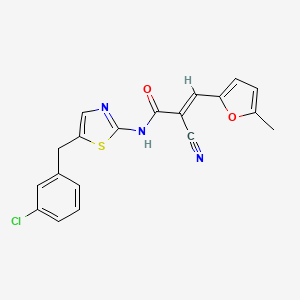molecular formula C19H14ClN3O2S B7730045 (2E)-N-[5-(3-chlorobenzyl)-1,3-thiazol-2-yl]-2-cyano-3-(5-methylfuran-2-yl)prop-2-enamide 