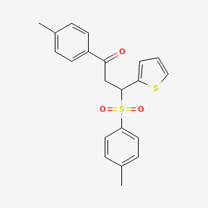 molecular formula C21H20O3S2 B7730067 3-Thiophen-2-yl-3-(toluene-4-sulfonyl)-1-p-tolyl-propan-1-one 