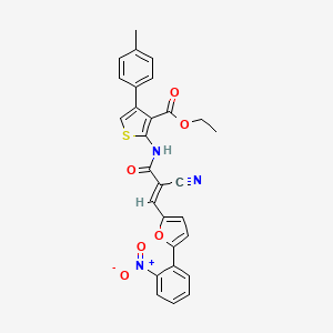 molecular formula C28H21N3O6S B7730092 ethyl 2-({(2E)-2-cyano-3-[5-(2-nitrophenyl)furan-2-yl]prop-2-enoyl}amino)-4-(4-methylphenyl)thiophene-3-carboxylate 