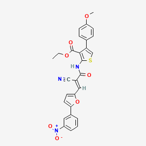 molecular formula C28H21N3O7S B7730099 ethyl 2-({(2E)-2-cyano-3-[5-(3-nitrophenyl)furan-2-yl]prop-2-enoyl}amino)-4-(4-methoxyphenyl)thiophene-3-carboxylate 