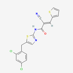molecular formula C18H11Cl2N3OS2 B7730126 (2E)-2-cyano-N-[5-(2,4-dichlorobenzyl)-1,3-thiazol-2-yl]-3-(thiophen-2-yl)prop-2-enamide 
