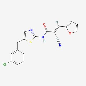 molecular formula C18H12ClN3O2S B7730146 (2E)-N-[5-(3-chlorobenzyl)-1,3-thiazol-2-yl]-2-cyano-3-(furan-2-yl)prop-2-enamide 