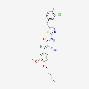 (E)-N-[5-[(3-chloro-4-methylphenyl)methyl]-1,3-thiazol-2-yl]-2-cyano-3-(3-methoxy-4-pentoxyphenyl)prop-2-enamide