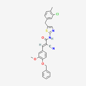 (E)-N-[5-[(3-chloro-4-methylphenyl)methyl]-1,3-thiazol-2-yl]-2-cyano-3-(3-methoxy-4-phenylmethoxyphenyl)prop-2-enamide