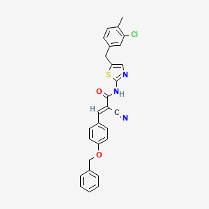 (E)-N-[5-[(3-chloro-4-methylphenyl)methyl]-1,3-thiazol-2-yl]-2-cyano-3-(4-phenylmethoxyphenyl)prop-2-enamide