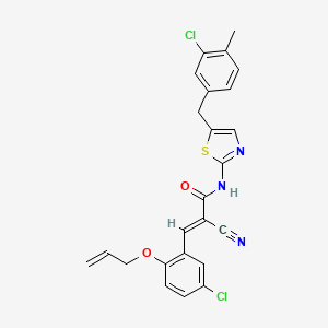 molecular formula C24H19Cl2N3O2S B7730243 (2E)-N-[5-(3-chloro-4-methylbenzyl)-1,3-thiazol-2-yl]-3-[5-chloro-2-(prop-2-en-1-yloxy)phenyl]-2-cyanoprop-2-enamide 