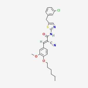 molecular formula C27H28ClN3O3S B7730262 (E)-N-[5-[(3-chlorophenyl)methyl]-1,3-thiazol-2-yl]-2-cyano-3-(4-hexoxy-3-methoxyphenyl)prop-2-enamide 