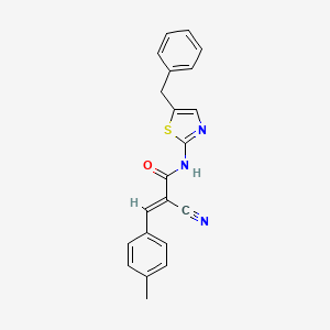 molecular formula C21H17N3OS B7730265 (2E)-N-(5-benzyl-1,3-thiazol-2-yl)-2-cyano-3-(4-methylphenyl)prop-2-enamide 