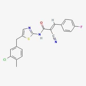 molecular formula C21H15ClFN3OS B7730279 (2E)-N-[5-(3-chloro-4-methylbenzyl)-1,3-thiazol-2-yl]-2-cyano-3-(4-fluorophenyl)prop-2-enamide 
