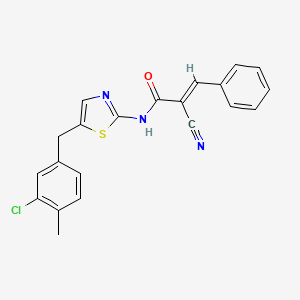 molecular formula C21H16ClN3OS B7730283 (2E)-N-[5-(3-chloro-4-methylbenzyl)-1,3-thiazol-2-yl]-2-cyano-3-phenylprop-2-enamide 