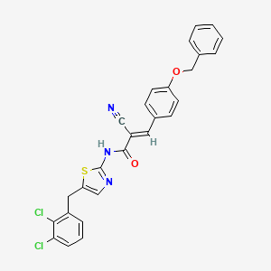 molecular formula C27H19Cl2N3O2S B7730306 (E)-2-cyano-N-[5-[(2,3-dichlorophenyl)methyl]-1,3-thiazol-2-yl]-3-(4-phenylmethoxyphenyl)prop-2-enamide 