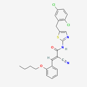 (2E)-3-(2-butoxyphenyl)-2-cyano-N-[5-(2,5-dichlorobenzyl)-1,3-thiazol-2-yl]prop-2-enamide